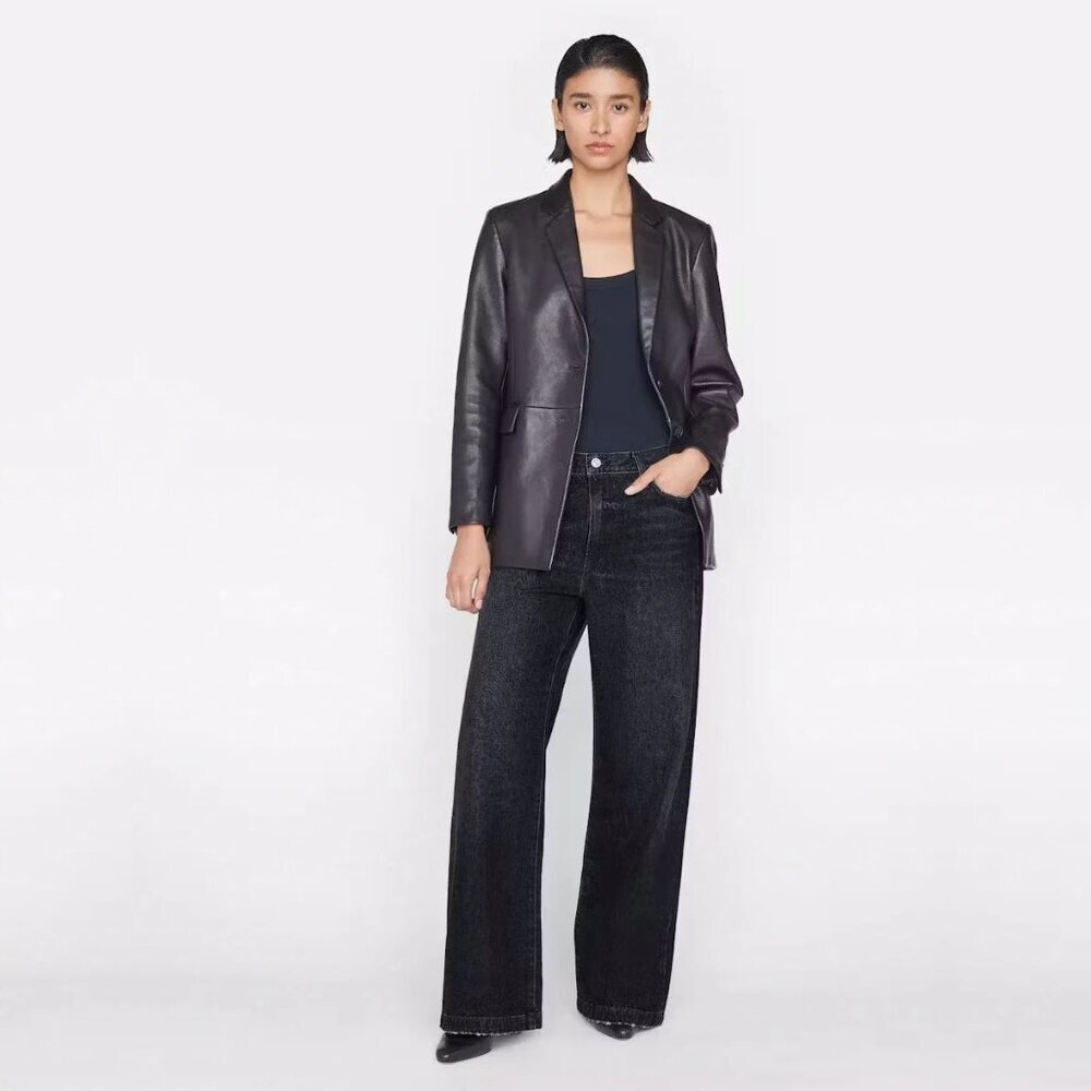 FRAME Le Baggy Palazzo Jeans Pompeii Grind 28 High Rise Wide Leg #A1177